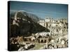 Post War Reconstruction of Benedictine Abbey of Montecassino and Statue of St. Benedict Standing-Jack Birns-Stretched Canvas