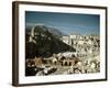 Post War Reconstruction of Benedictine Abbey of Montecassino and Statue of St. Benedict Standing-Jack Birns-Framed Photographic Print