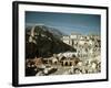 Post War Reconstruction of Benedictine Abbey of Montecassino and Statue of St. Benedict Standing-Jack Birns-Framed Photographic Print