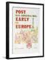 Post Your Christmas Mail Early for Europe-Alick Knight-Framed Art Print