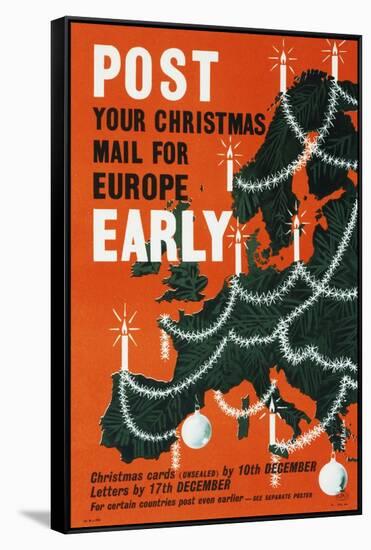 Post Your Christmas Mail for Europe Early-Cecil Walter Bacon-Framed Stretched Canvas