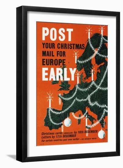 Post Your Christmas Mail for Europe Early-Cecil Walter Bacon-Framed Art Print