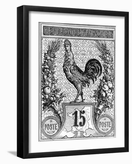 Postage Stamp Depicting the French Cockerel, Emblem of the French Republic, Late 19th Century-null-Framed Giclee Print