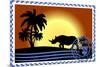 Postage Stamp. Savannah-GUARDING-OWO-Mounted Art Print