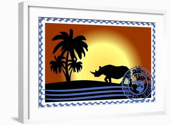 Postage Stamp. Savannah-GUARDING-OWO-Framed Art Print