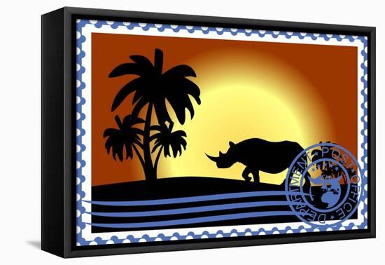 Postage Stamp. Savannah-GUARDING-OWO-Framed Stretched Canvas