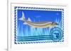 Postage Stamp. Sturgeon-GUARDING-OWO-Framed Premium Giclee Print