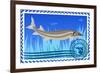 Postage Stamp. Sturgeon-GUARDING-OWO-Framed Premium Giclee Print