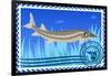 Postage Stamp. Sturgeon-GUARDING-OWO-Framed Art Print