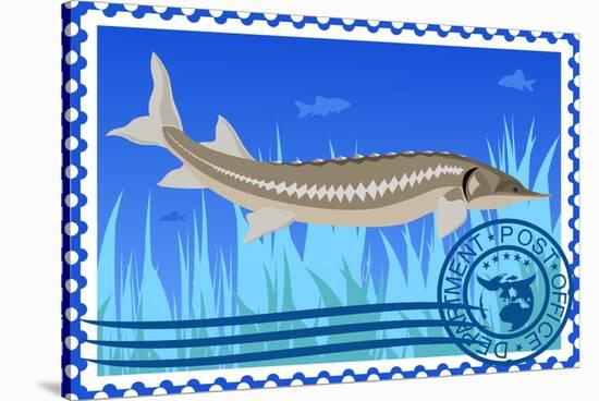 Postage Stamp. Sturgeon-GUARDING-OWO-Stretched Canvas