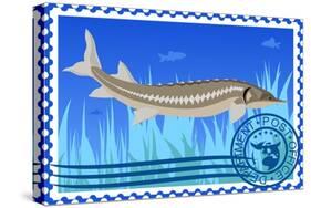 Postage Stamp. Sturgeon-GUARDING-OWO-Stretched Canvas