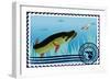 Postage Stamp. The Hunt For Pike-GUARDING-OWO-Framed Art Print