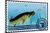 Postage Stamp. The Hunt For Pike-GUARDING-OWO-Mounted Art Print