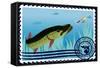 Postage Stamp. The Hunt For Pike-GUARDING-OWO-Framed Stretched Canvas