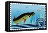 Postage Stamp. The Hunt For Pike-GUARDING-OWO-Framed Stretched Canvas