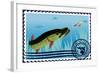 Postage Stamp. The Hunt For Pike-GUARDING-OWO-Framed Art Print