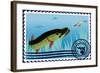 Postage Stamp. The Hunt For Pike-GUARDING-OWO-Framed Art Print