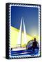 Postage Stamp. Yacht At Sea And The Lighthouse-GUARDING-OWO-Framed Stretched Canvas