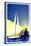 Postage Stamp. Yacht At Sea And The Lighthouse-GUARDING-OWO-Stretched Canvas