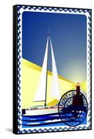 Postage Stamp. Yacht At Sea And The Lighthouse-GUARDING-OWO-Framed Stretched Canvas