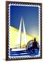 Postage Stamp. Yacht At Sea And The Lighthouse-GUARDING-OWO-Framed Art Print