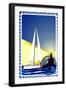 Postage Stamp. Yacht At Sea And The Lighthouse-GUARDING-OWO-Framed Art Print