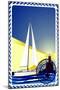 Postage Stamp. Yacht At Sea And The Lighthouse-GUARDING-OWO-Mounted Art Print