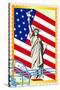 Postage Stamps With The Flag And The Statue Of Liberty-GUARDING-OWO-Stretched Canvas