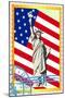 Postage Stamps With The Flag And The Statue Of Liberty-GUARDING-OWO-Mounted Art Print