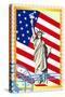 Postage Stamps With The Flag And The Statue Of Liberty-GUARDING-OWO-Stretched Canvas