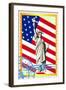 Postage Stamps With The Flag And The Statue Of Liberty-GUARDING-OWO-Framed Art Print