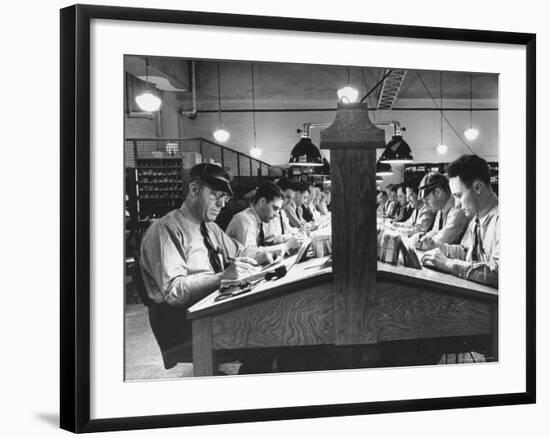 Postal Employees Checking Incorrectly Addressed Mail-Myron Davis-Framed Photographic Print