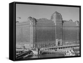 Postal Service Helicopter Nearing Merchandise Mart-null-Framed Stretched Canvas