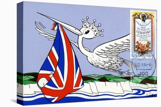 Postcard and Stamp from Lesotho Celebrating the Arrival of Prince William of Wales in 1982-null-Stretched Canvas