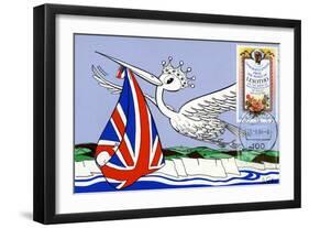 Postcard and Stamp from Lesotho Celebrating the Arrival of Prince William of Wales in 1982-null-Framed Giclee Print