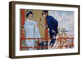 Postcard by Leopoldo Metlicovitz Created on Occasion of Premiere of Opera Madame Butterfly-Giacomo Puccini-Framed Giclee Print