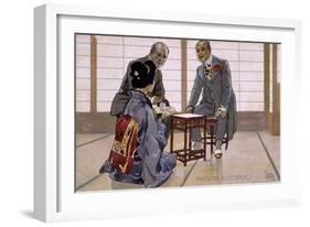 Postcard by Leopoldo Metlicovitz Created on Occasion of Premiere of Opera Madame Butterfly-Giacomo Puccini-Framed Giclee Print