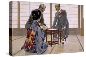 Postcard by Leopoldo Metlicovitz Created on Occasion of Premiere of Opera Madame Butterfly-Giacomo Puccini-Stretched Canvas