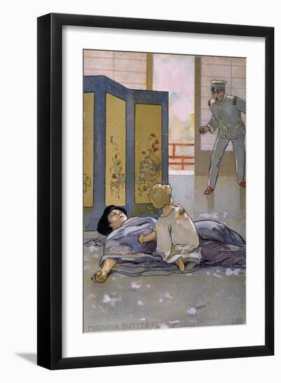 Postcard by Leopoldo Metlicovitz Created on Occasion of the Premiere of the Opera Madame Butterfly-Giacomo Puccini-Framed Giclee Print