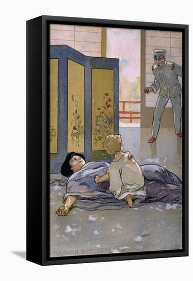 Postcard by Leopoldo Metlicovitz Created on Occasion of the Premiere of the Opera Madame Butterfly-Giacomo Puccini-Framed Stretched Canvas