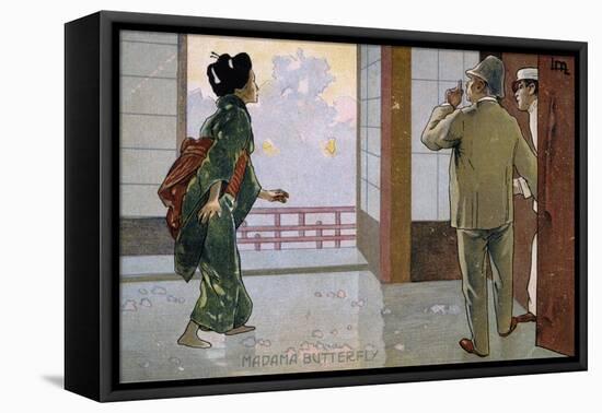 Postcard by Leopoldo Metlicovitz Created on Occasion of the Premiere of the Opera Madame Butterfly-Giacomo Puccini-Framed Stretched Canvas