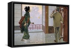 Postcard by Leopoldo Metlicovitz Created on Occasion of the Premiere of the Opera Madame Butterfly-Giacomo Puccini-Framed Stretched Canvas