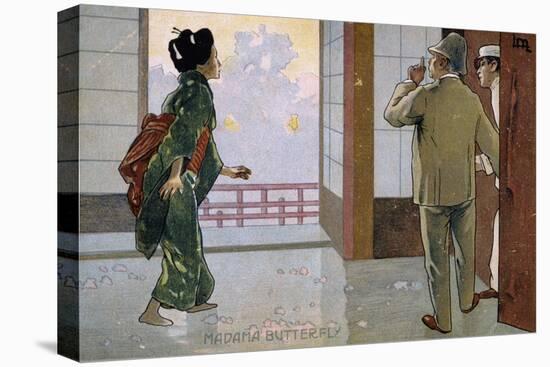 Postcard by Leopoldo Metlicovitz Created on Occasion of the Premiere of the Opera Madame Butterfly-Giacomo Puccini-Stretched Canvas