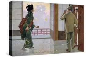 Postcard by Leopoldo Metlicovitz Created on Occasion of the Premiere of the Opera Madame Butterfly-Giacomo Puccini-Stretched Canvas