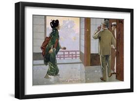 Postcard by Leopoldo Metlicovitz Created on Occasion of the Premiere of the Opera Madame Butterfly-Giacomo Puccini-Framed Giclee Print