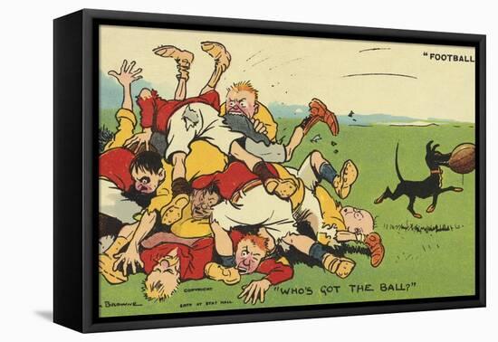 Postcard Cartoon of Rugby Match-Rykoff Collection-Framed Stretched Canvas