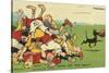 Postcard Cartoon of Rugby Match-Rykoff Collection-Stretched Canvas