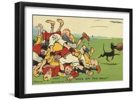 Postcard Cartoon of Rugby Match-Rykoff Collection-Framed Giclee Print