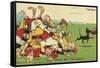 Postcard Cartoon of Rugby Match-Rykoff Collection-Framed Stretched Canvas