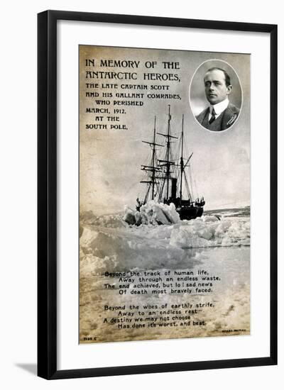 Postcard Commemorating Captain Scott's Ill-Fated Expedition to the South Pole, C1912-null-Framed Giclee Print